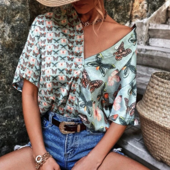 Butterfly Print Blouses
